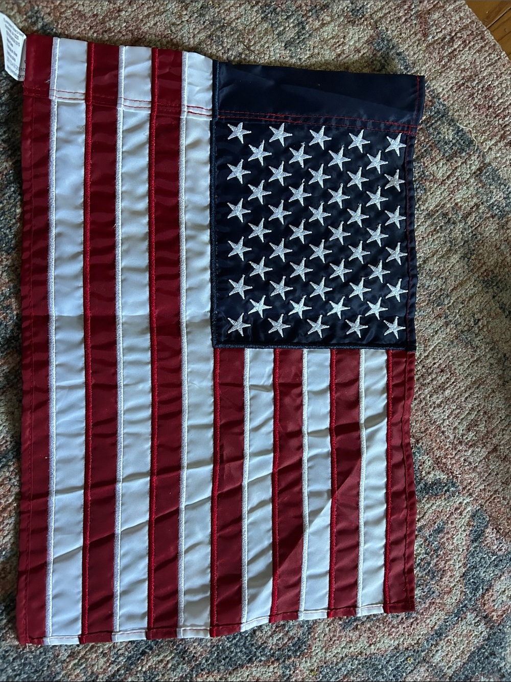 Patriotic Red White & Blue Decorative Flag - Classic Holiday Accent 12x 18 inche